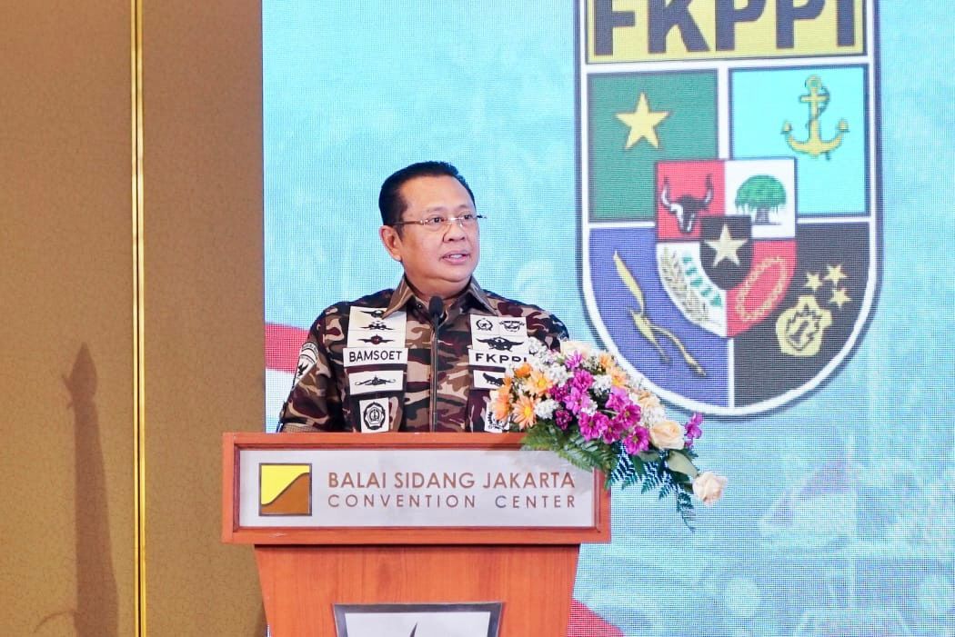 Ketua MPR RI Bambang Soesatyo saat menyampaikan orasinya di perayaan HUT ke-46 FKPPI di Jakarta pada Kamis (12/9/24). Sumber foto : Istimewa.