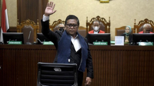 Sekjen PDI Perjuangan Hasto Kristiyanto dalam persidangan di Jakarta pada Jum'at (11/4/2025). Sumber foto : ANTARA.