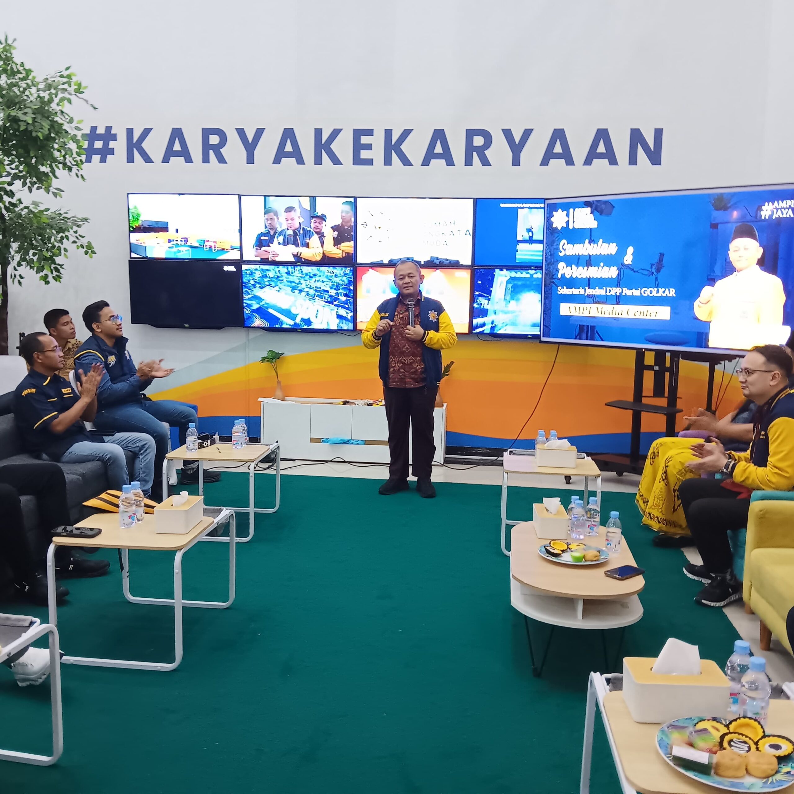 Sekjen DPP Partai Golkar, Sarmuji, dalam acara soft launching Media Centre di bilangan Menteng, Jakarta Pusat, Rabu (28/5/2025). Sumber foto : Dwiki Setyawan.