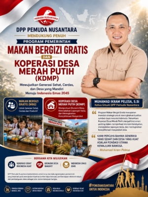 DPP Pemuda Nusantara Nilai MBG dan Koperasi Desa Merah Putih Perkuat SDM serta Ekonomi Desa