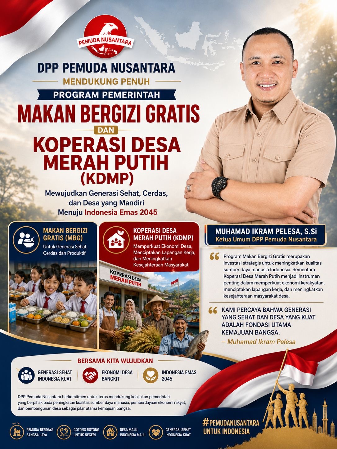 DPP Pemuda Nusantara Nilai MBG dan Koperasi Desa Merah Putih Perkuat SDM serta Ekonomi Desa